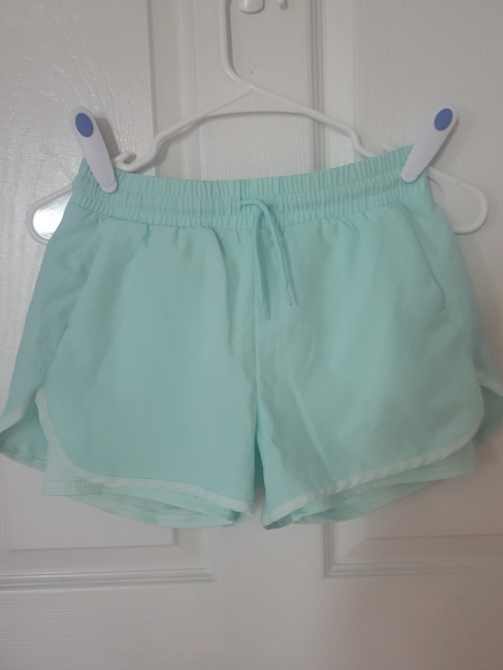Girls Light Mint Athletic Shorts with Elastic Waist And Under Shorts